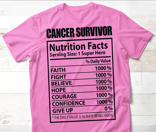 Cancer Survivor Nutrition Facts DTF transfer Only